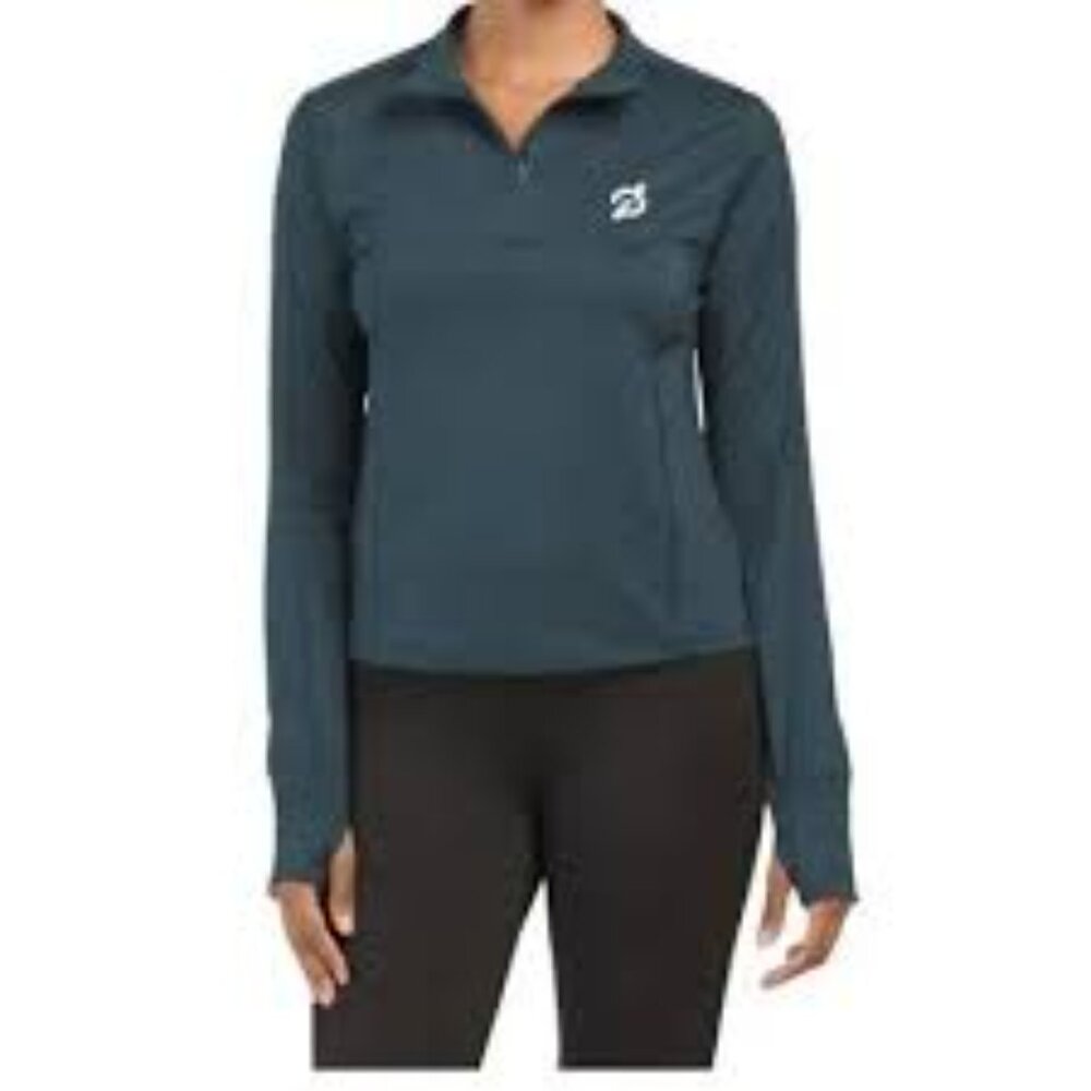 Dark Green Peloton quarter-zip
